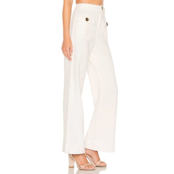 Free People Pants - Free People Boca Bell Trousers, White, Size 6